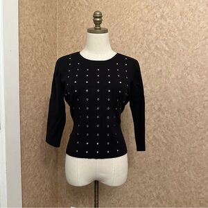 VTG 90s Black Eyelet Quarter Sleeve Sweater